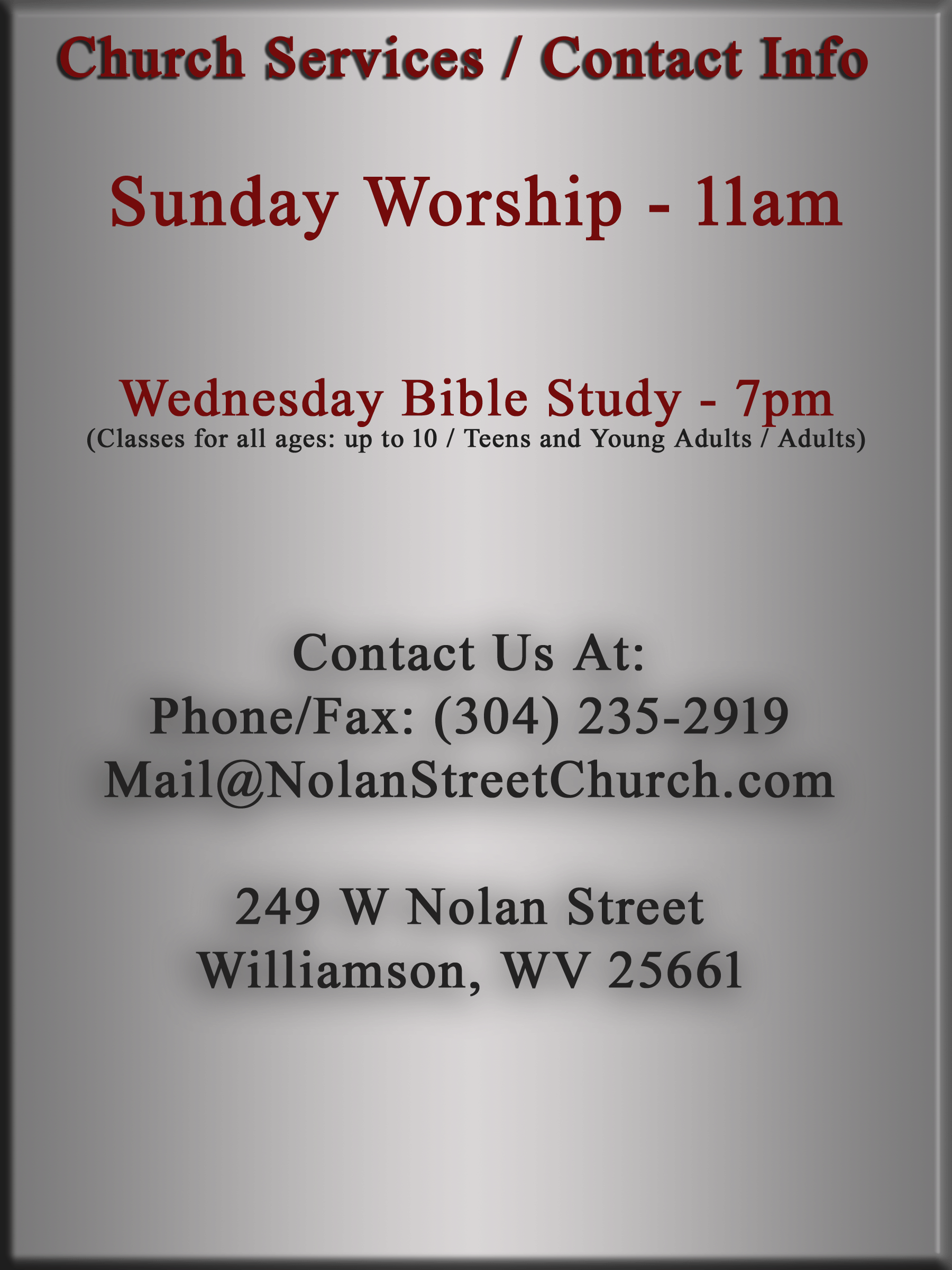 Nolan FWB Church - Contact information